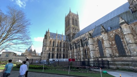 Lincoln , United Kingdom (UK) - 03 24 2022: Lincoln Cathedral, Lincolnshire. The filming location for Ridley Scott's upcoming Napoleon movie The movie called Marengo after the 1800 battle. Starring Jo