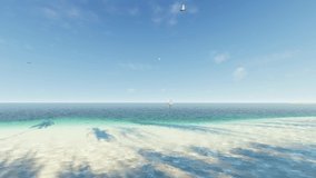4K ULTRA HD 25 fps. Beautiful Beach Sea. Scene of Landscape view of Palm at beach Beach sand on blue sea water clear and sky clear video animation.