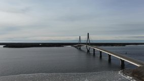 This the mighty bridge in Korsholm called The Replot bridge, it is the longest bridge in Finland. The video was shot on a cloudy winter day