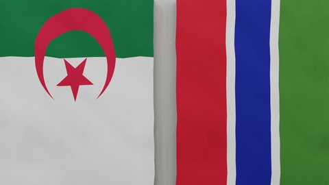 Algeria vs Gambia at the chess board. The concept of political relations between countries. 3d animation