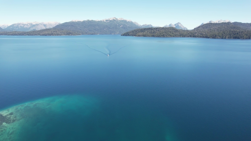 View of The Correntoso River, a river located in Villa La Angostura, Argentina, this River runs from Correntoso Lake to Nahuel Huapi Lake, standing out as one of the Shortest Rivers in the World. 4K.