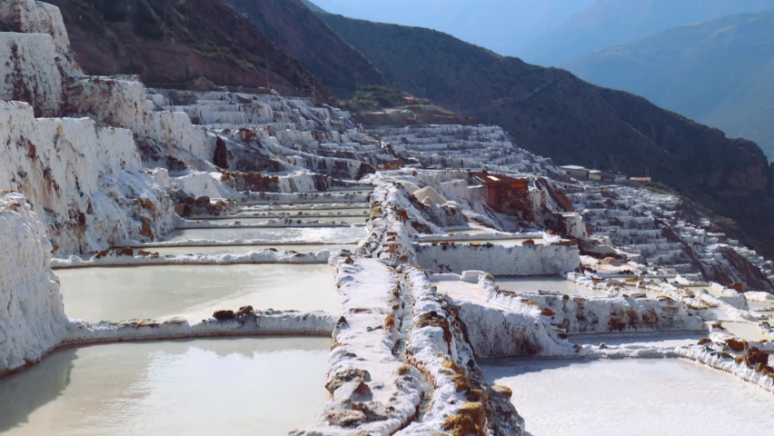 4k shots of Salineras in Maras, Peru.The Salineras de Maras is made up of more than 3 thousand natural salt wells near the town of Maras. Each of the wells has a dimension of 5 square meters.
