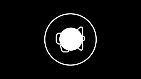 Bullhorn megaphone line icon inside circle, attention sound, black outline, line icon animation.
