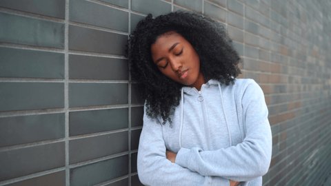 Video about sad young black girl feeling depressed and alone