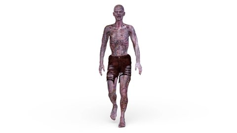 3D rendering of a walking male zombie