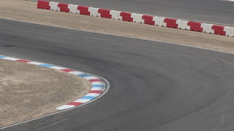Karts entering in a curve in a karting kart racing competition