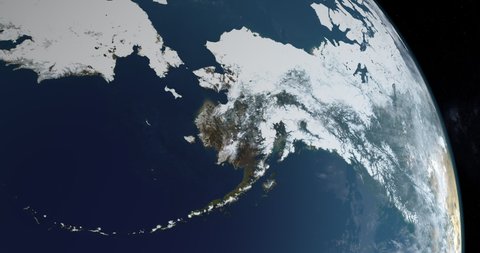 Alaska Peninsula in earth planet. Aerial view from space