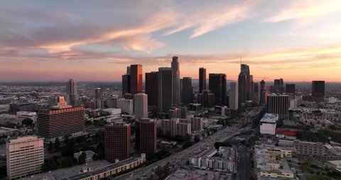 Los angeles aerial view, flying with drone. Cinematic Drone Footage of Top Aerial View.