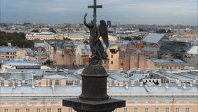 Closeup view of Alexander Column angel. Palace square Saint-Petersburg aerial view Hermitage, The General Staff building. - Powered by Shutterstock - Get 15% off with code: PIKWIZARD15
