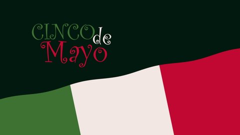 cinco de mayo lettering with mexican flag ,4k video animated