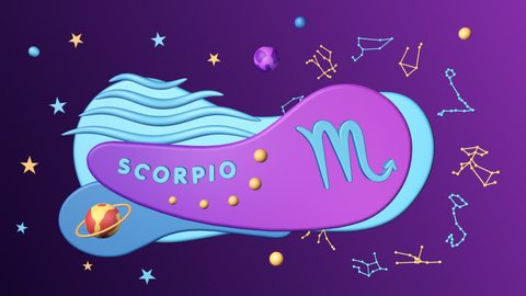 Zodiac sign Scorpio, 3D animation on a seamless loop