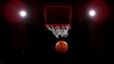 Super slow motion of basketball player hitting the basket. Filmed on high speed cinema camera Phantom, 1000fps. Speed ramp effect.