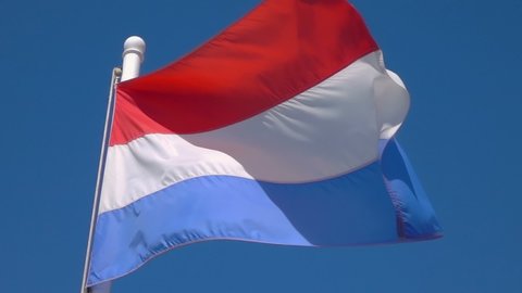Netherlands flag waving in the wind in slow motion 250fps