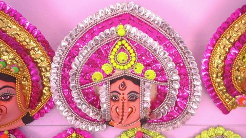 These masks are used for art dance chow in remote areas of West Bengal. Purulia's chow dance is famous all over the world.