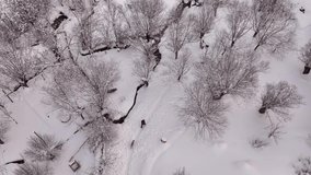 Girlevik Waterfall in the Winter Season Drone Video, Erzincan Turkey