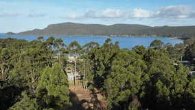 Pristine Tasmania coastline from drone perspective