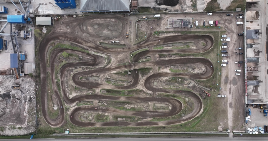 Motorcross racing dirt track. Offroad race course for motorcycle activitiy leisure and sports outdoors. Extreme sports active lifestyle racing track.