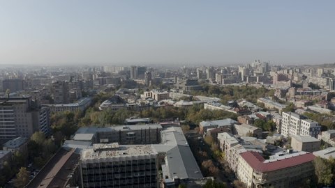 Aerial view Yerevan city, Armenia. Modern and old buildings. view from National Polytechnic University of Armenia.