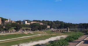 Rome (Italy) - Panoramic 4k video Circus Maximus and  Palatine Hill