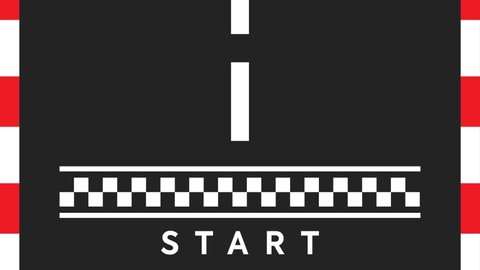 Start to Finish Race Track from Top View, Moving Road Animation, 2D Vertical Race Road Animation for Games, Music, Videos, Race Road Animation