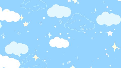 Looped Cartoon Doodle White Clouds Blue Stock Footage Video (100% ...