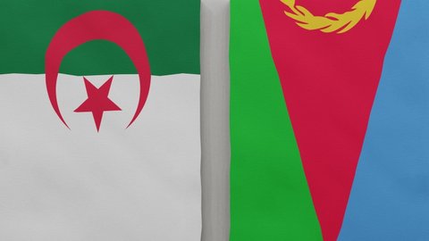 Algeria vs Eritrea at the chess board. The concept of political relations between countries. 3d animation