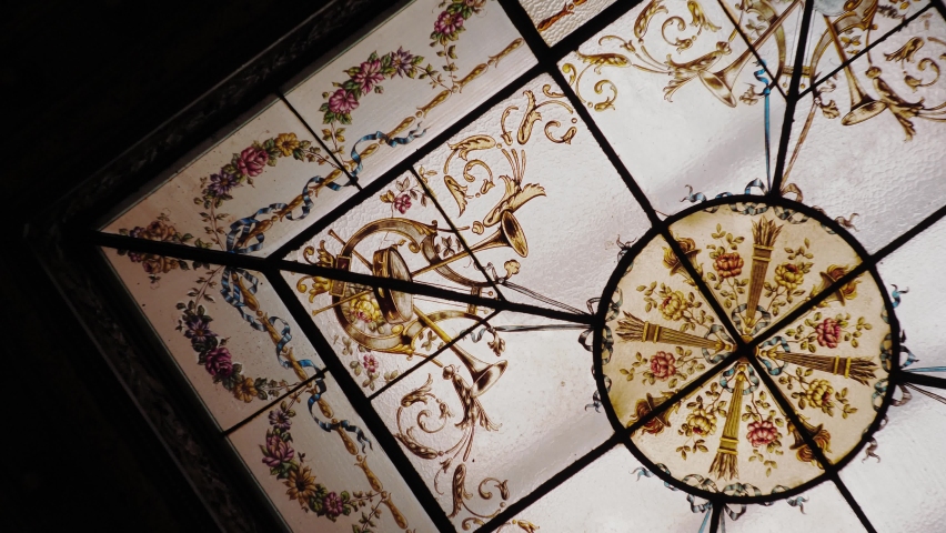 Colorful interior stained glass with beautiful details