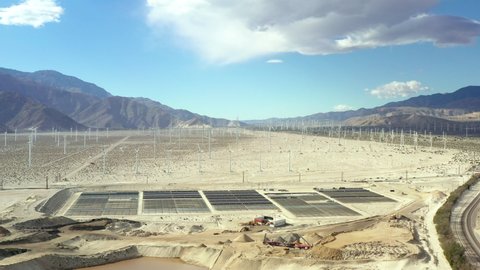 Windmill farm Palm Springs, alternative green energy, environmental protection.