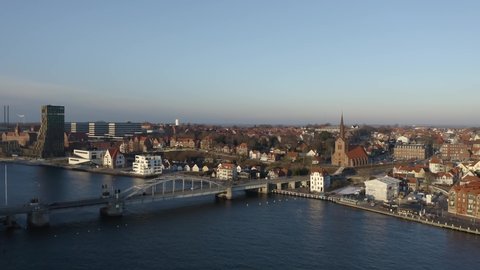 Aerial cityscape of Sonderborg (Dan. Sønderborg), city in Southern Denmark