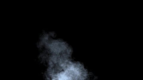 Soft Fog in Slow Motion on Dark Backdrop. Realistic Atmospheric Gray Smoke on Black Background. White Fume Slowly Floating Rises Up. Abstract Haze Cloud. Animation Mist Effect. Smoke 