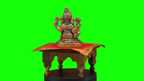 Ganpati Idol on green screen and rotating table