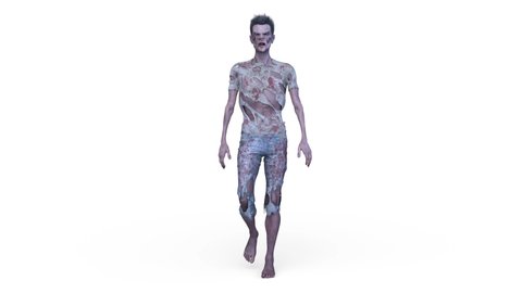 3D rendering of a walking male zombie