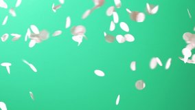 Confetti isolated on chroma key green screen background, holiday design element