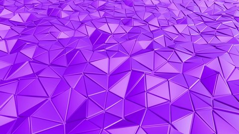Realistic abstract looping 3D animation of the moving purple plastic triangles pattern rendered in UHD as motion background