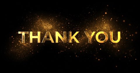 Thank you text animation in gold color with particles. This animation can be used for Celebrations, Wishes, Events, Messages, holidays, and festivals. 