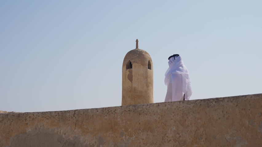 Qatari man with traditional clothes at Al Jumail village at Qatar
 | Shutterstock HD Video #1089090619