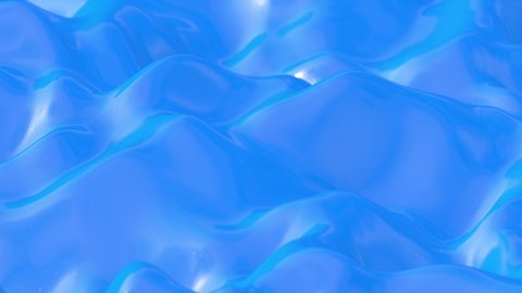 Melting Glossy Coated Blue Plastic Liquid Surface Waves Background