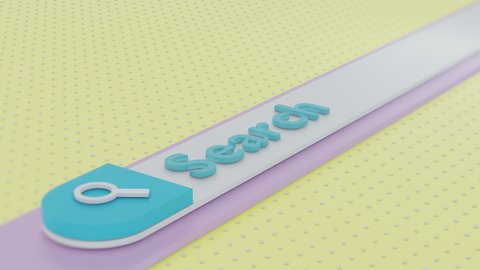 search bar animation, web browser search bar, pastel colors (3d render)