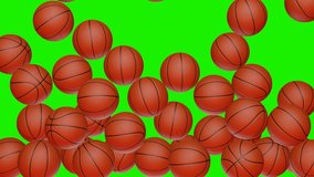 Many Basketball balls falling down on chromakey background. Basketball. - Powered by Shutterstock - Get 15% off with code: PIKWIZARD15