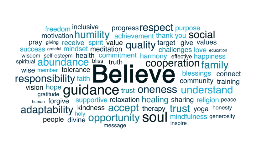Believe Word Cloud Animation on White Background