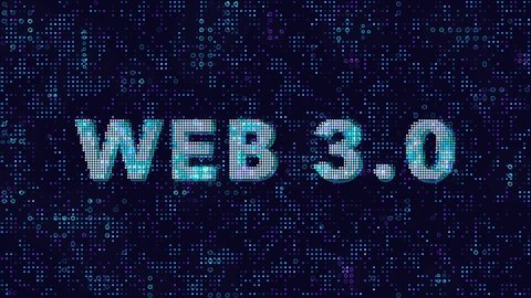WEB 3.0 Word Text with Digital Futuristic Dotted Animation Background