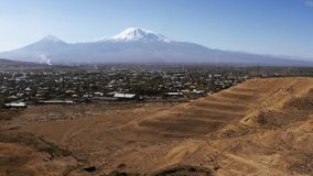 Aerial, View Onto Ararat, Armenia. Graded and stabilized version. 