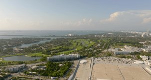 Aerial 5k drone video Miami Beach landscape golf course scene