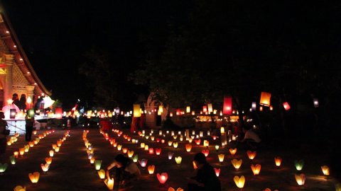 Luang Prabang Lighted candles for the celebration of Boun Ok Phansa 