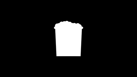 White picture of popcorn on a black background. food for watching a movie. Distortion liquid style transition icon for your project. 4K video animation for motion graphics and compositing.