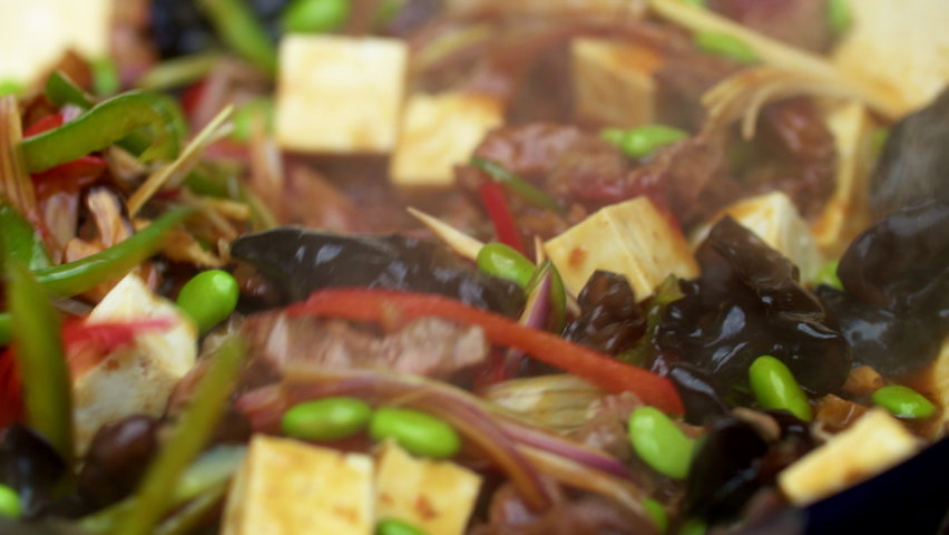 asian street food vegetable close cooking