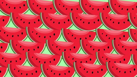 Animated Loop Motion Fresh and Natural Half Watermelon Fruit Pattern Fresh Juicy Watermelon Texture in Vacation or Spa Time  Summer Time and Holiday Chill Pattern Backdrop Template. 