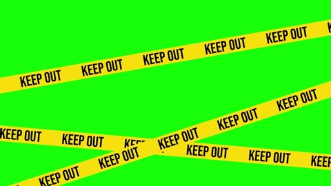 Keep Out Barricade 4K Animation, Green Background for Chroma Key Use