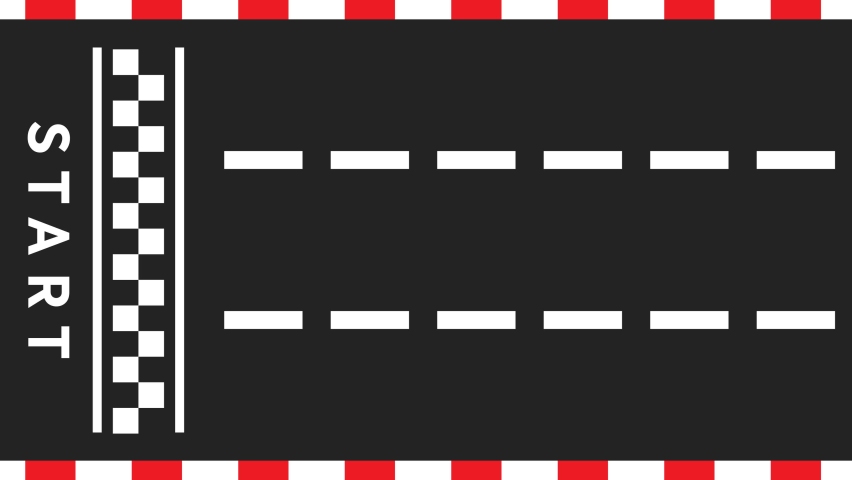 Start to Finish Race Track from Top View, Three Lane Moving Road Animation, 2D Horizontal Race Road Animation for Games, Music, Videos, Race Road Animation