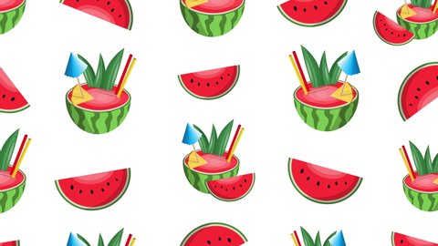 Animated Fresh and Natural Watermelon Pattern Juice with Straws and  Green Leaves Umbrella and Pineapple Slice Fresh Juice in Vacation or Spa Time  Summer Time and Holiday Chilling Pattern Backdrop